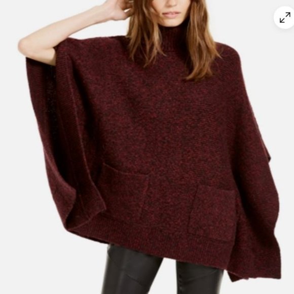 Michael Kors Burgundy Turtleneck Poncho Sweater, NWOT, XS - Picture 1 of 11